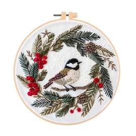 Huacan Christmas Embroidery Starter Kits,DIY Embroidery Needlepoint Supplies Kit for Adults Beginners,Handmade Sewing Craft Set