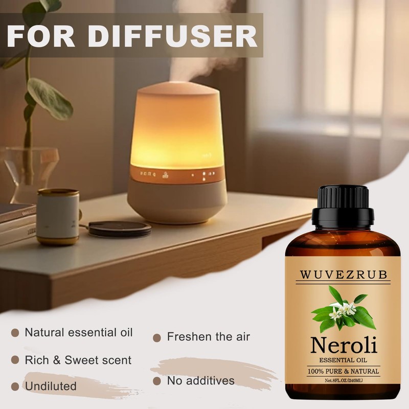 Wuvezrub Neroli Essential Oils Organic, 240ML Pure and Natural Neroli