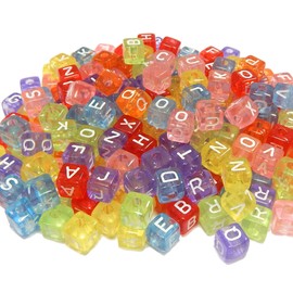 200 Letter Beads Letter Beads 7 x 7 mm Letters A-Z Bead Mix Cube Beads Alphabet Beads for Threading