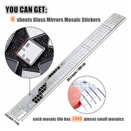 AIVS 4800 Pieces Self-Adhesive Real Glass Craft Mini Square Mirrors Mosaic Tiles Mirror Mosaic Stickers for DIY Craft Decoration (Silver, 6 sheets)