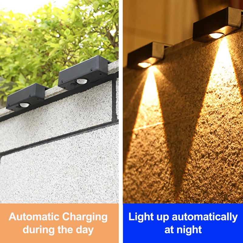 RLRTWIN Solar Wall Lights, Non-Drill Fence Lights Solar Powered Outdoor
