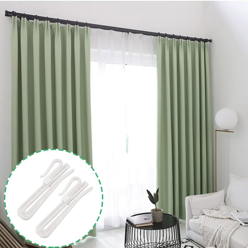 TA-VIGOR 30Pcs Curtain Hooks Adjustable, Plastic Lift Curtain Tape Hooks