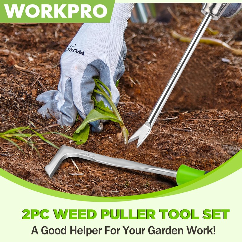 WORKPRO Weed Cutter 2-Piece with Handle, Weed Remover Tool Set