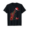 Red Buffalo Plaid Pajama Saxophone Lovers Christmas Lights T-Shirt