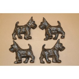 Collectible Scottish Terrier Figurine Solid Cast Iron 5 inch / 4 Scotties, OORC