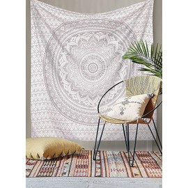 Popular Handicrafts Tapestry Ombre Hippie Mandala Bohemian Hippie Indian Tapestry Bedspread 140cm x 152cm Silver