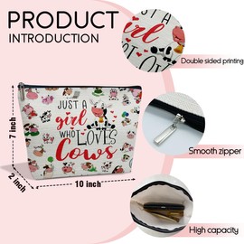 Cows Purse Cute Makeup Bag for Women Just a Girl Who Loves Cows, Cows Lover Birthday Gifts for Women Daughter Sister Besties Coworker Friends Toiletry Cosmetic Bag Zipper Travel Organizer Pouch -FS237