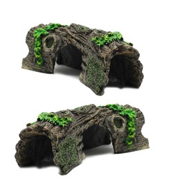 Aquarium Hide Hollow Tree Log Decaying Trunk, Resin Wood Fish Tank Decorations, Reptile Hideout Hut Habitat Cave for Fish and Shrimp to Swim