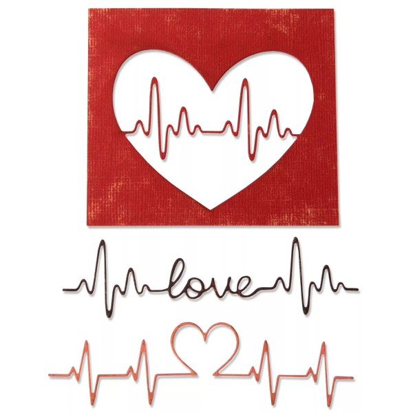 Sizzix Thinlits Heartbeat 3pc set #664416 Retail $14.99 by Tim