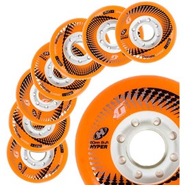 Inline Skate Wheels Hyper Concrete +G - 8 Wheels - 84A - Sizes: 72MM, 76MM, 80MM - Freeride, Slalom, Fitness, Urban - Colors: White, Black, Orange, Green, Cyan, Red (Orange, 76MM)