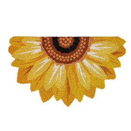 Evergreen Flag Shaped Coir Doormat | 30 x 18 inches Welcome Mat Outdoor Entrance | Non-Slip Backing Shaped Rug Entryway Indoor | All-Season (Sunflower)