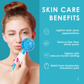 Lazzybeauty Ice Balls, Blue Ice Ball for Facial, Cold Freezer Face Tools for Home, Cooling Glass Ball Roller, Face Massager, CryoSticks, Ice Roller, Globe for Face and