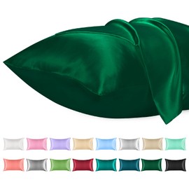 Lirex 2 Pack Satin Pillow Cases - Softer Than Silk Pillowcase for Hair & Skin, Standard Size with Envelope Closure, Cooling Pillow case (Green, 50x75cm)