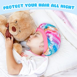 2 PCS Kids Bonnets for Girls, Satin Silk Bonnet for Kids Toddler Bonnet for Sleeping Cap with Wide Elastic Tie Band Hair Bonnet for Girls Kids Unicorn