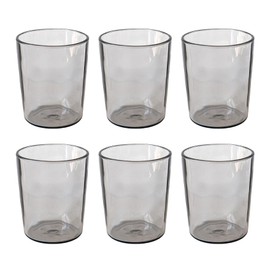 Abode Homewares Rustic Double Old Fashioned Acrylic Drinkware, Set of 6, Light Gray, 14.6 oz.