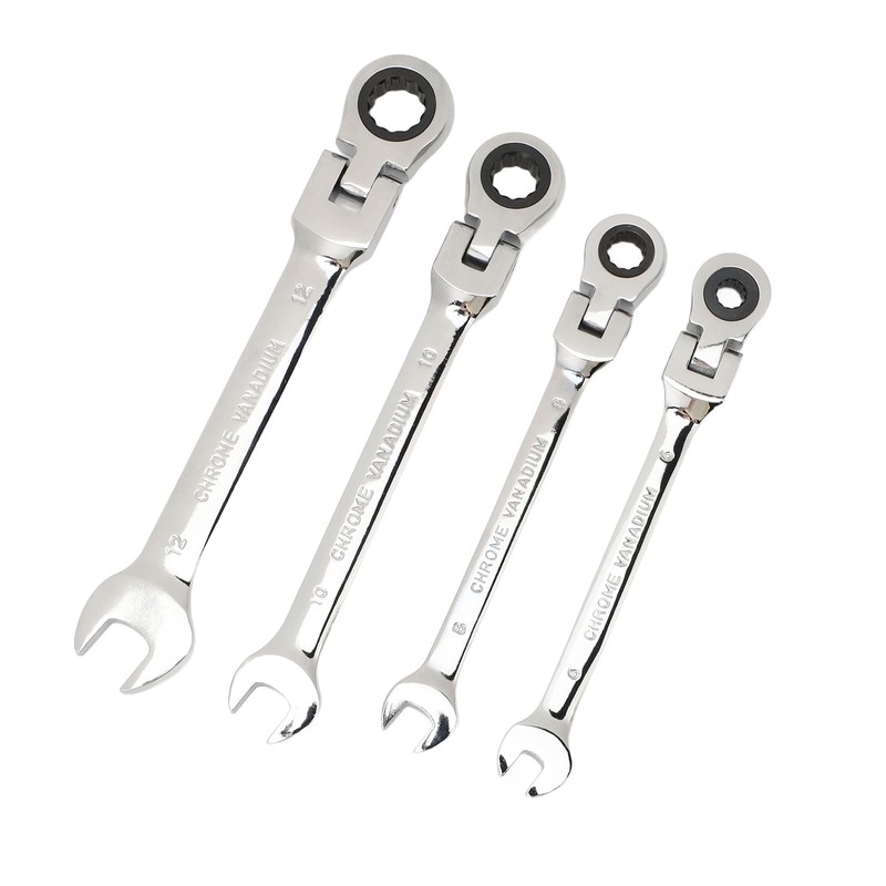Flex Head Ratcheting Combination Wrench Set Chrome Vanadium Steel Quick