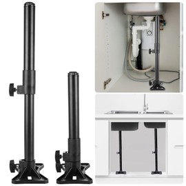 LOPYXBR 2 PCS Adjustable Undermount Sink Brackets Heavy Duty Stainless Steel Undermount Sink Support Undermount Kit Installation for Kitchen, Bathroom Sink Legs (13.8-23.6 Inch,Black)