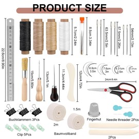 41 Pieces Bookbinding Tool Set, Leather Sewing Kit, Bookbinding Materials, Sewing Tools for Leather, DIY Bookbinding Kit, Bookbinding Starter Tools with Tie, Waxed Thread, Awl, for DIY Crafts