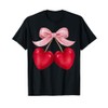 Coquette Pink Bow Cute Cherry Heart Valentine Love T-Shirt