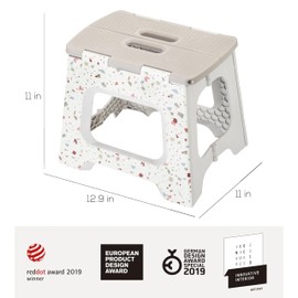 Vigar Compact Step Stool Foldable, 10-1/2-inch Step Stools for Adults up to 330 Pound, Lightweight Stool, Non-Slip Folding Step Stool, Terrazzo Body