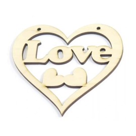 NSDK I Love You Decor, Pendant Wooden Heart 4 In Big
