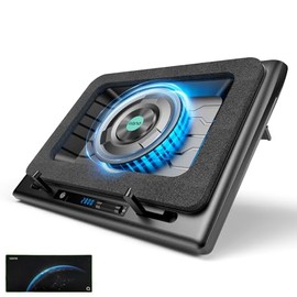 llano Enfriador de laptop para videojuegos, soporte de almohadilla de refrigeración para laptop V12 con ventilador de 5.5 pulgadas, enfriamiento rápid