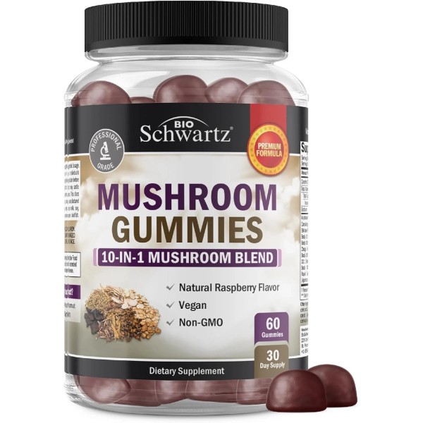 Mushroom Gummies for Adults - 10-in-1 Functional Mushroom Supplement for