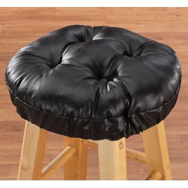 WalterDrake Faux Leather Tufted Bar Stool Cushion