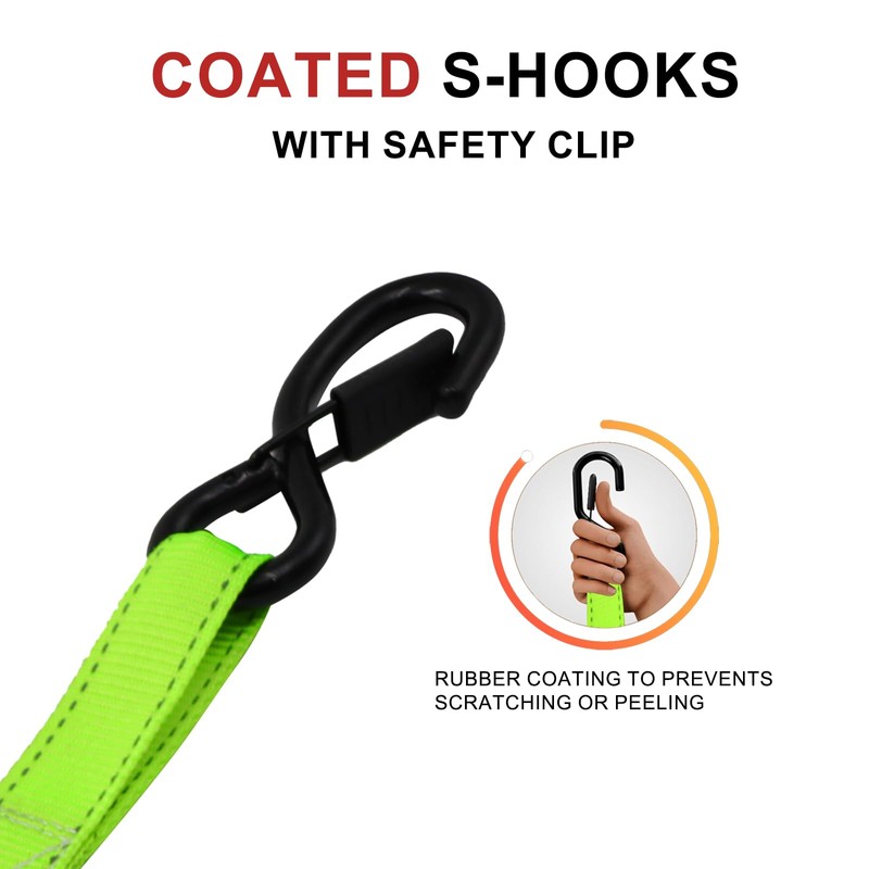 ELIFTING 4-Pack Retractable Ratchet Straps 1" x 10ft, 1650 lbs