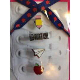 Retro Pop School Pencil Apples Retro Pop Cool Little Enamel Thing Shoe Lace String Charm