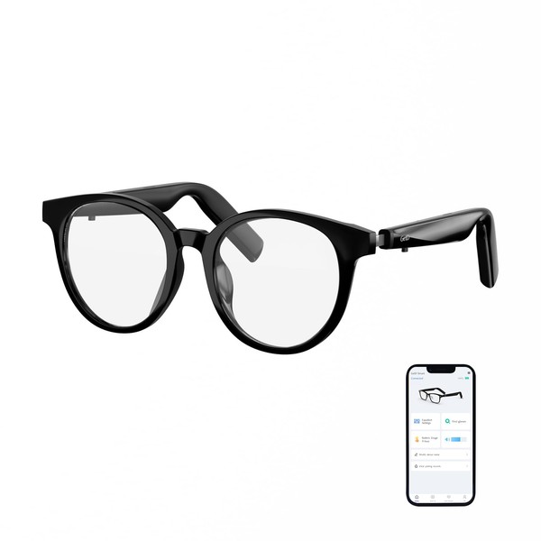 GetD Bluetooth Glasses, Open-Ear Smart Glasses, Large Round Polarised Sunglasses,