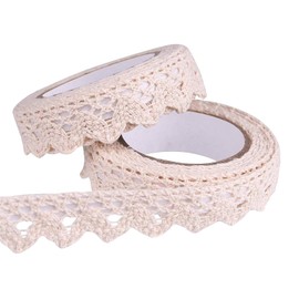 2 rotoli di nastro in pizzo autoadesivo, nastro decorativo, bordo in pizzo, per regali, per artigianato, matrimonio, decorazione, scrapbooking, confezione regalo (beige)