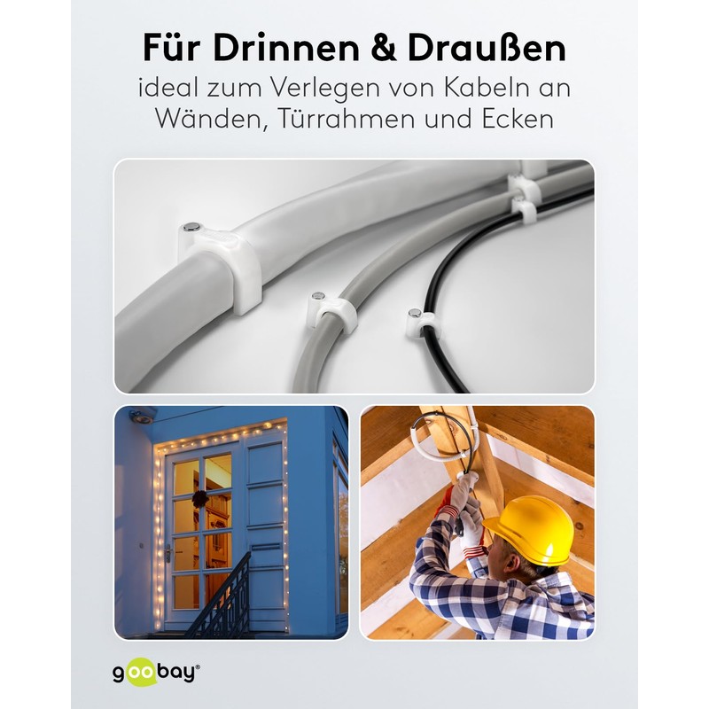 Goobay 17080 Cable clip white - max. cable diameter: 8.0