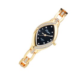 Hemobllo Ladies Watches Ladies Watches Lady Women Wrist Watch Rhinestone Bracelet Watch Fashion Elegant Ladies Watch Mini Dress Bling Bracelet Watch (Golden Black) Womens Watch Womens Watch