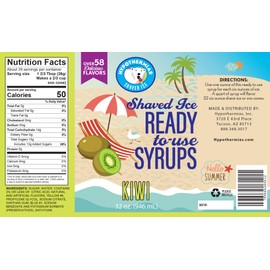 Kiwi Snow Cone Syrup & Hawaiian Flavor Syrups coffee, soda flavored syrups, flavored syrups for drinks Made with 100% Pure Cane Sugar, NO CORN SYRUP Ready to Use Quart (32 Fl. Oz)
