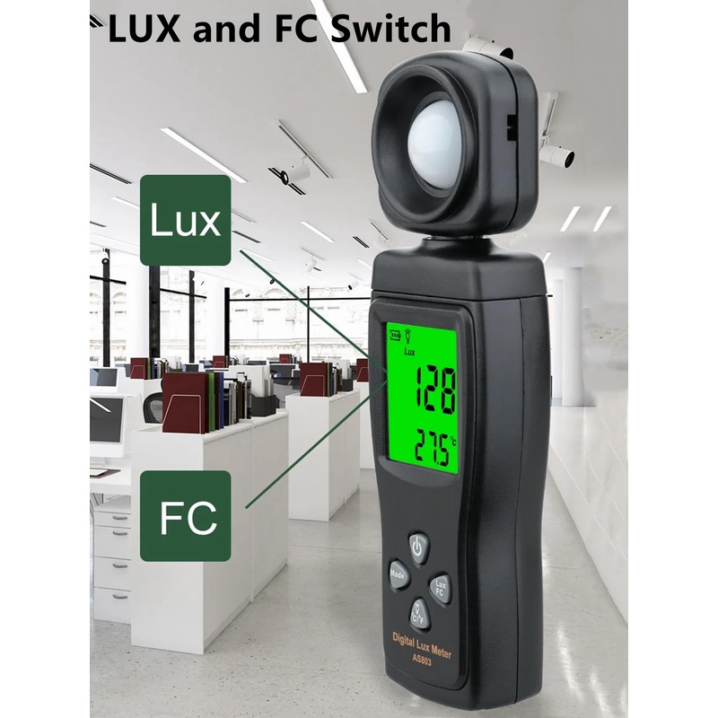 Yankok AS803 Smart Digital Light Meter 1-200000 Lux Auto Measurement