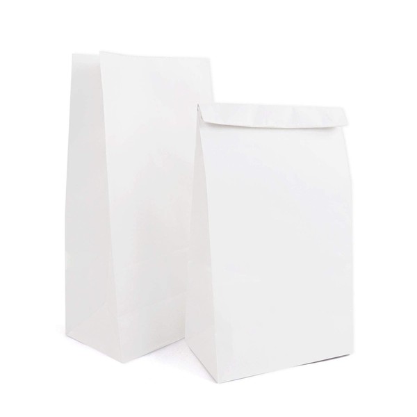 White Kraft Paper Bags, Kslong 50pcs Small Paper Bags 4Lb 5.1x3.1x9.4” Lunch Bag Grocery Bread Bag Snack Bag Candy Popcorn Bag Treat Bags Party Favor Gift Bag(White 4)