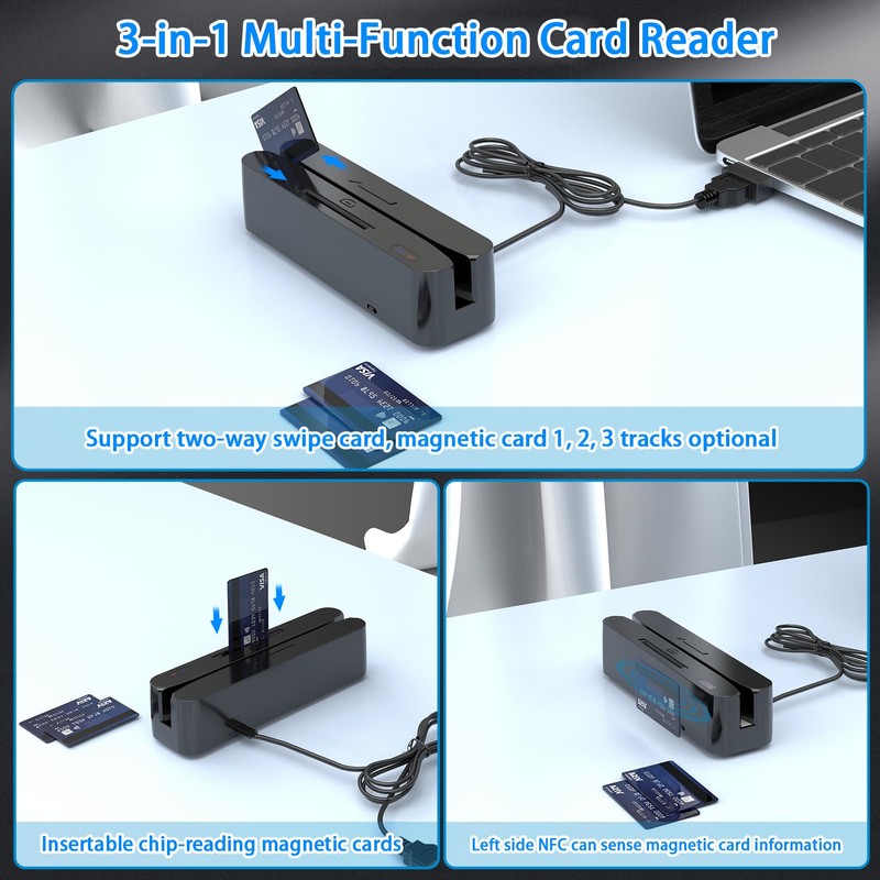Symcode Multi-Function Magnetic Card Reader,Credit Card Reader,Memory chip Card Reader