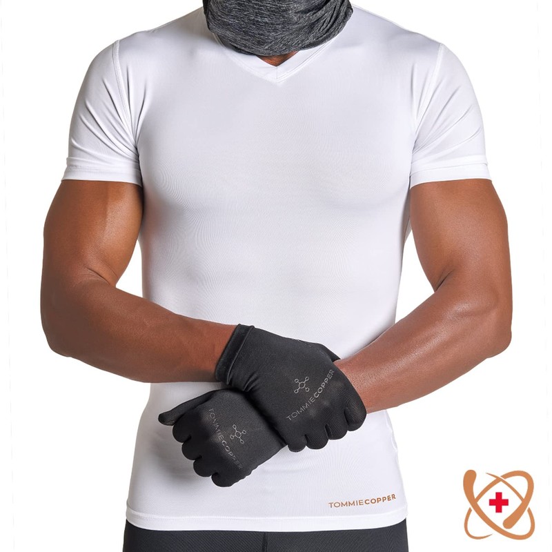 Tommie Copper Core Compression Infrared Full Finger Gloves| Non-Slip, Touchscreen