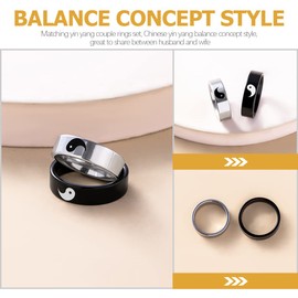 SAFIGLE 2sets 2pcs Couple Rings Decorative Tai Chi Gossip Sign Finger Ornaments Wedding Promise Rings for Couples Matching Express Love and 2pcs*2