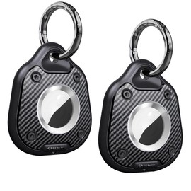 Black Air Tag,Portable Air Tag,Airtag Holder,Waterproof Airtag Case,Pet Tracking Air Tag,Carbon AirTag,Hard TPU Full Body Protective Tracker Case for Keys,Luggage,Backpack,pet Collars (2 Pack Black)