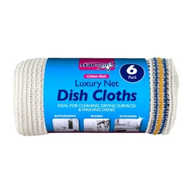 HOMESHOPA Dish Cloths, Soft Cotton Antibacterial Absorbent Lint Free Kitchen Tea Towels, Washing Up Dishcloth for Home Cleaning Supplies, Washable Reusable, 36cm x 28cm (6)