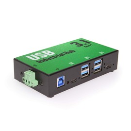 USBGear 6-Port (4 Type A 2 Type C) USB 3.0 Hub Rugged Metal Case