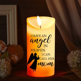 Gerrii Sympathy Gifts for Loss of Mother LED Flameless Candles 3 x 6 Inch Angel Memorial Candles in Remembrance of My Mother Memorial Candles for Loss of Loved One Mom Sympathy Candle (Angel)