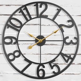 AOJIATI Large Outdoor Clock Battery Operated, Modern Black Farmhouse Decorative Wall Clock for Living Room, Kitchen, 20 Inch Metal Outdoor Clock for Patio, Pool Area, Garden, Deck