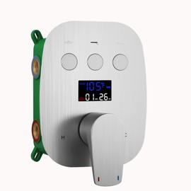 WHSHOWER 3 Way Shower Mixer Valve Kit Brushed Nickel Solid Brass Digital Display Temperature Control Pressure Balancing Mixer Shower Diverter Valve Kit Replacement