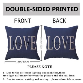 Bless Our Home Throw Pillow Covers 18x18 Double-sided Printed Farmhouse Geometric Dahlia Floral Pillowcases Modern Decorative Cushion Covers 4Pack for Porch Couch Sofa Decor (Blue)