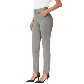 iChosy Women's High Waist Skinny Comfy Stretchy Work Pants with Pockets Grey27 16