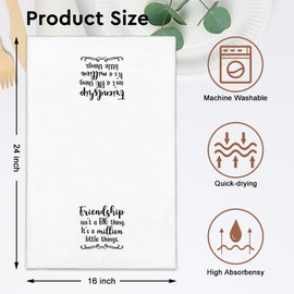 WUUCKOO Friendship Isn't a Big Thing, It's a Million Little Things Kitchen Towel, Housewarming New Home Birthday Gifts for Women Mom Friend Sister Neighbor, Friendship Gifts for Women Friend