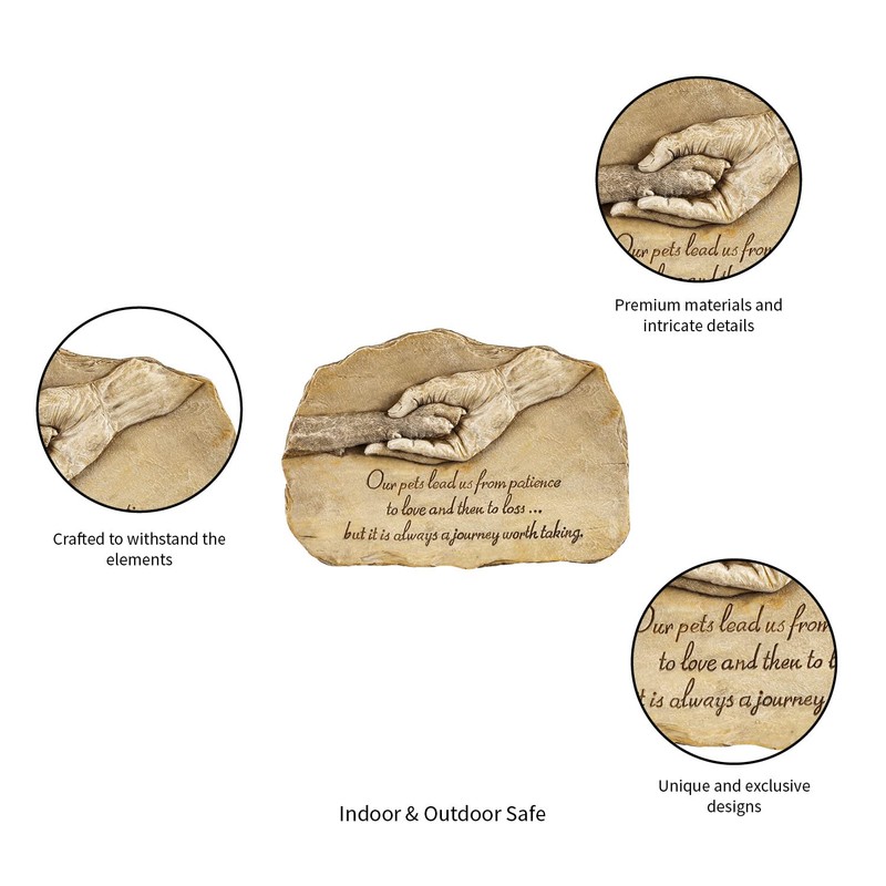 Evergreen Garden Dog Paw in Hand Devotion Painted Polystone Stepping